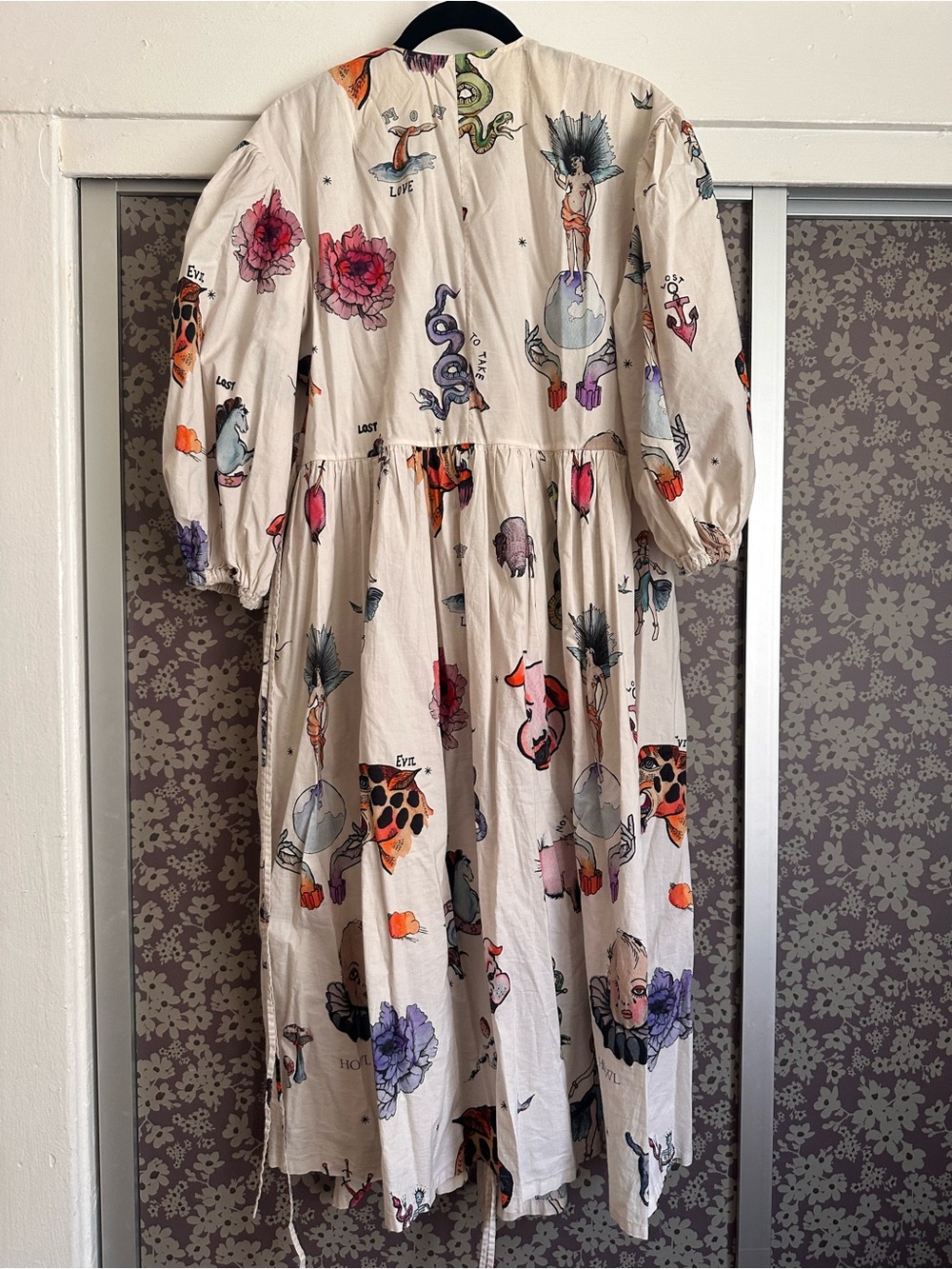 Klements UK Tattoo Print Maxi Dress with Colorful Illustrations